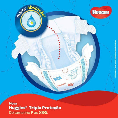 Huggies Fralda Tripla Proteção Mega P, 60 Fraldas, Azul