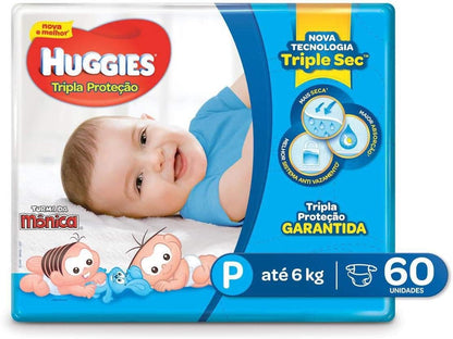 Huggies Fralda Tripla Proteção Mega P, 60 Fraldas, Azul