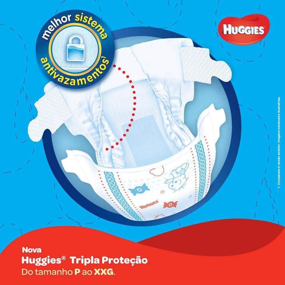 Huggies Fralda Tripla Proteção Mega P, 60 Fraldas, Azul