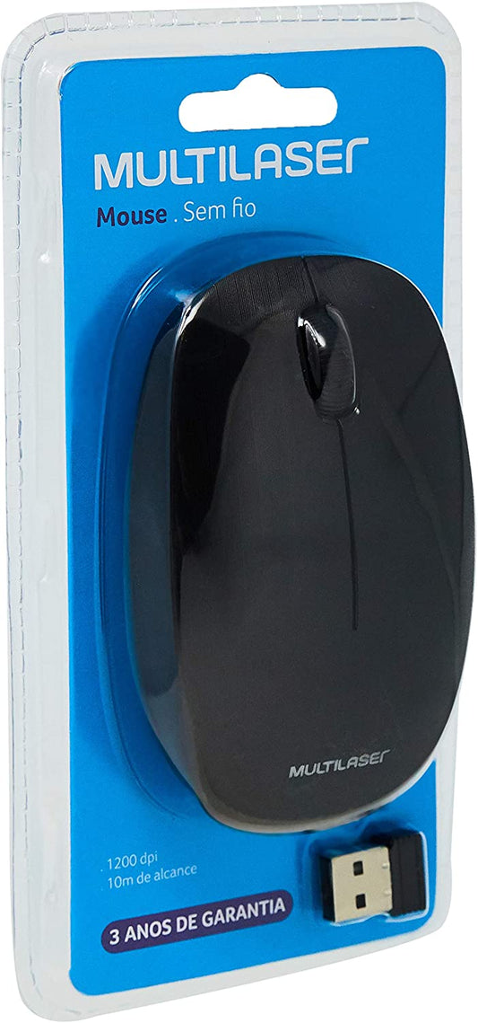 Multilaser MO251 - Wireless Mouse 2.4 Ghz 1200 DPI Usb, Black