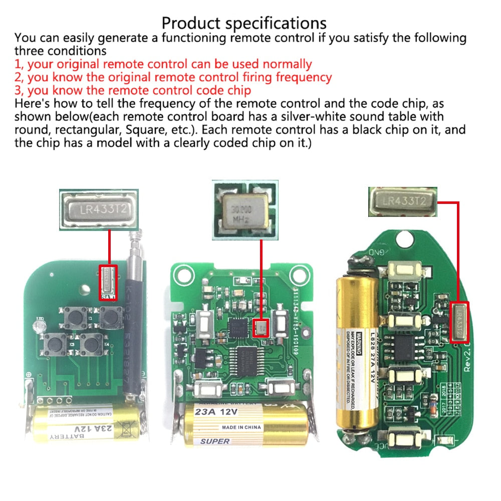 Controle universal receptor e clonagem frequência 433mhz