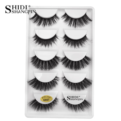 5 pairs of handmade natural long lashes