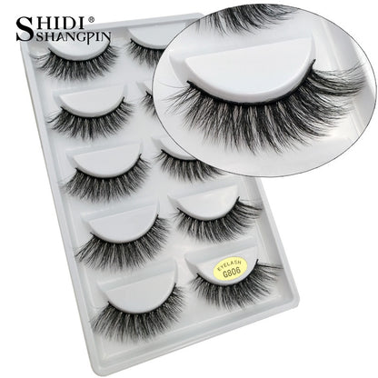 5 pairs of handmade natural long lashes