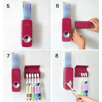 Kit dispensar de creme automático e suporte de escovas de dente