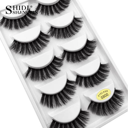 5 pairs of handmade natural long lashes