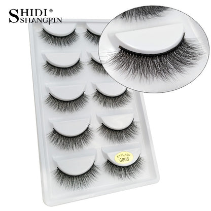 5 pairs of handmade natural long lashes