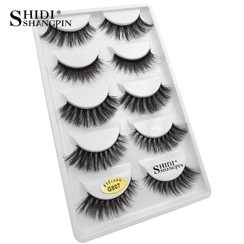 5 pairs of handmade natural long lashes