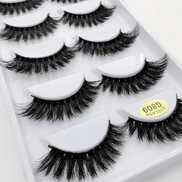 5 pairs of handmade natural long lashes