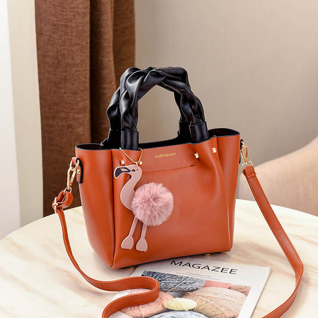 Bolsa de couro flamingo