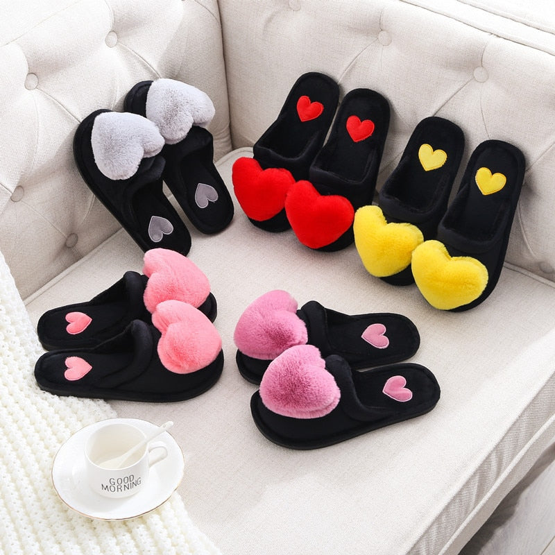 Cute slippers shape heart.