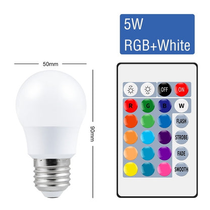 Lâmpada LED colorida com controle remoto 5W 10W 15W