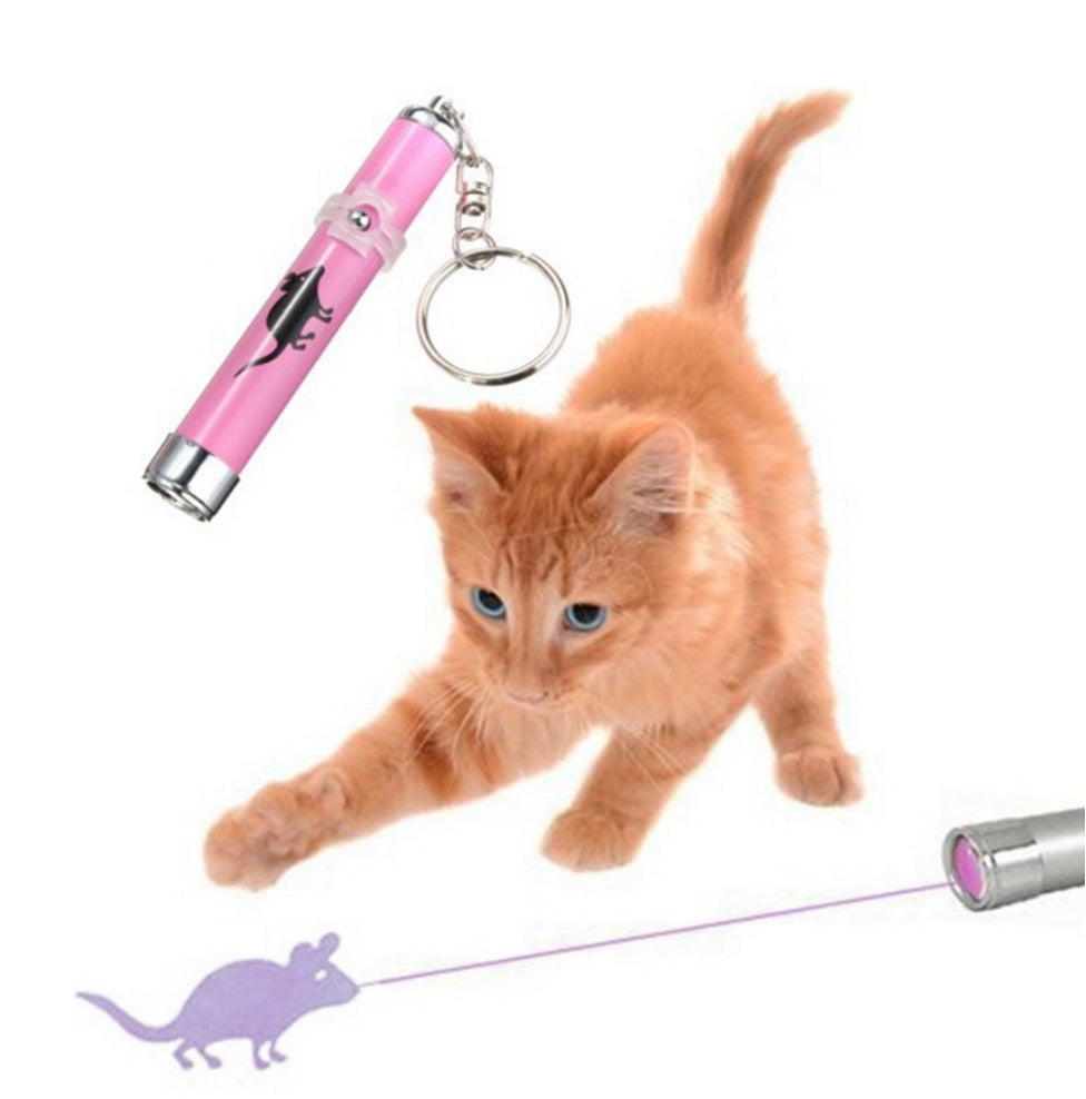 Brinquedo criativo e divertido para gatos, caneta com luz de led pointer com mouse de animação brilhante