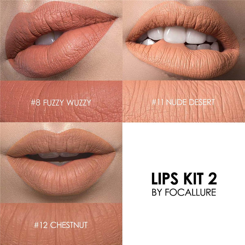 Kit 3 matte velvet lipsticks silky FOCALLURE