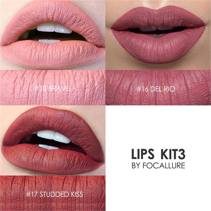 Kit 3 matte velvet lipsticks silky FOCALLURE