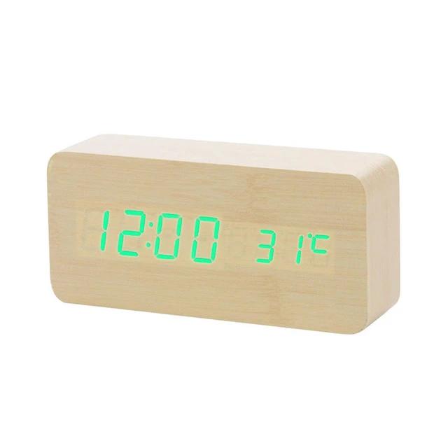 Relógio digital rústico de mesa com despertador